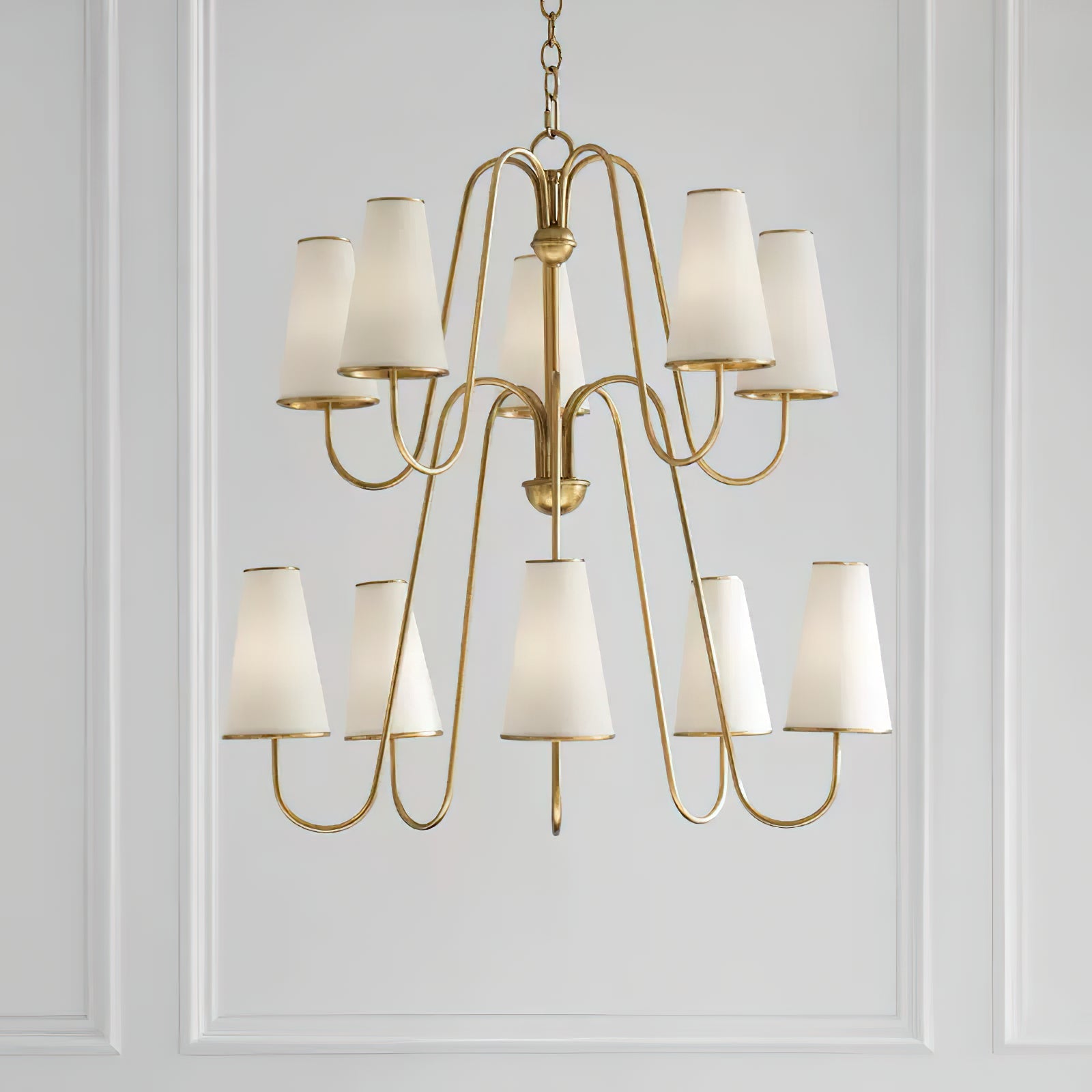 Elirora Elegance Vintage Brass Fabric Chandelier - Lamp Copper