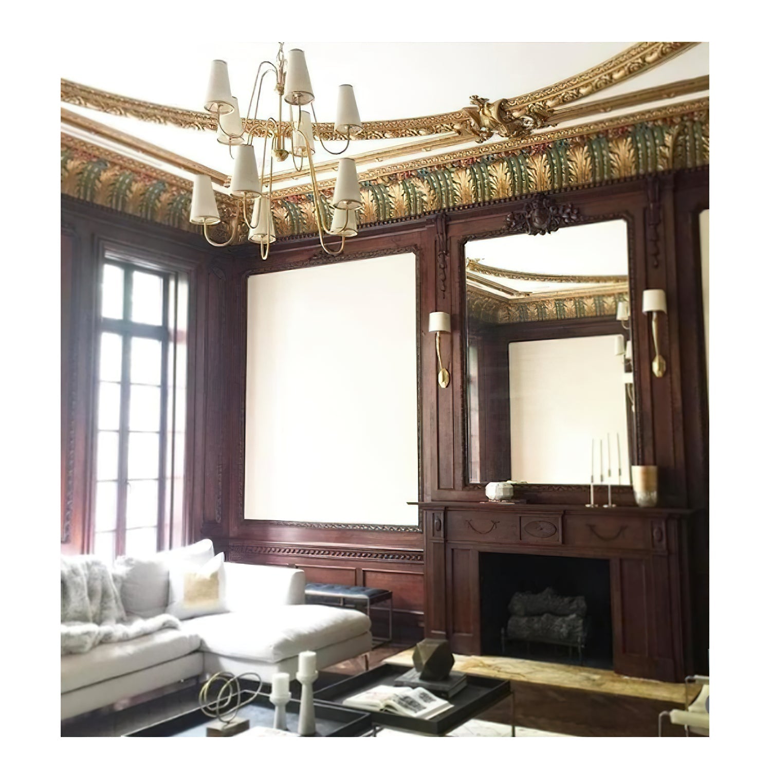 Elirora Elegance Vintage Brass Fabric Chandelier - Lamp Copper