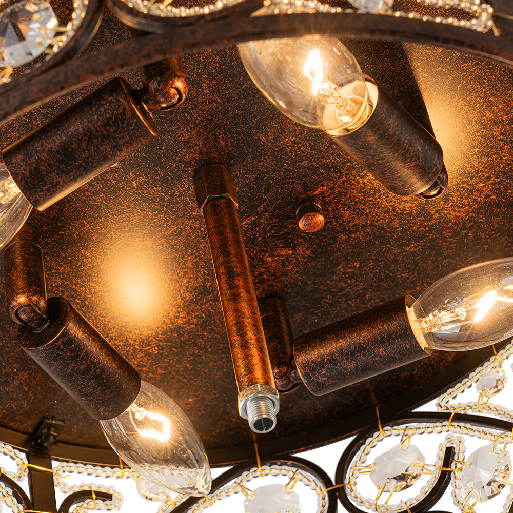 Caelunix Moroccan Antique Crystal Flush Mount Ceiling Light