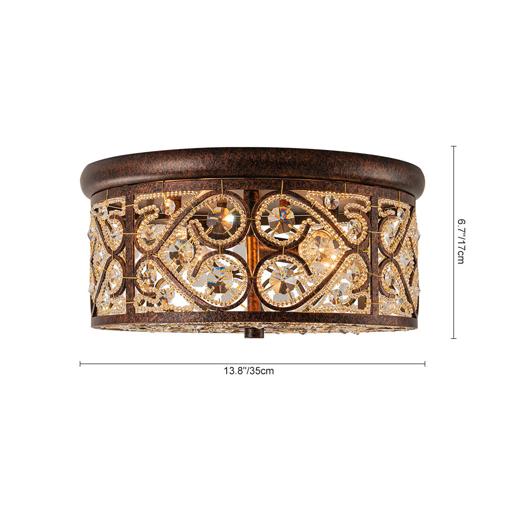 Caelunix Moroccan Antique Crystal Flush Mount Ceiling Light