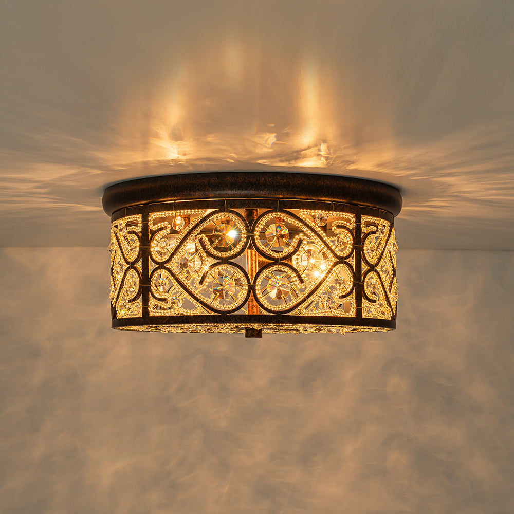 Caelunix Moroccan Antique Crystal Flush Mount Ceiling Light