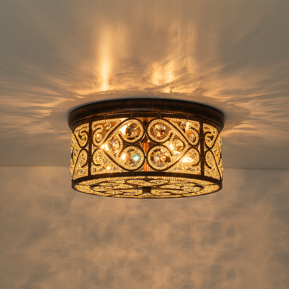 Caelunix Moroccan Antique Crystal Flush Mount Ceiling Light