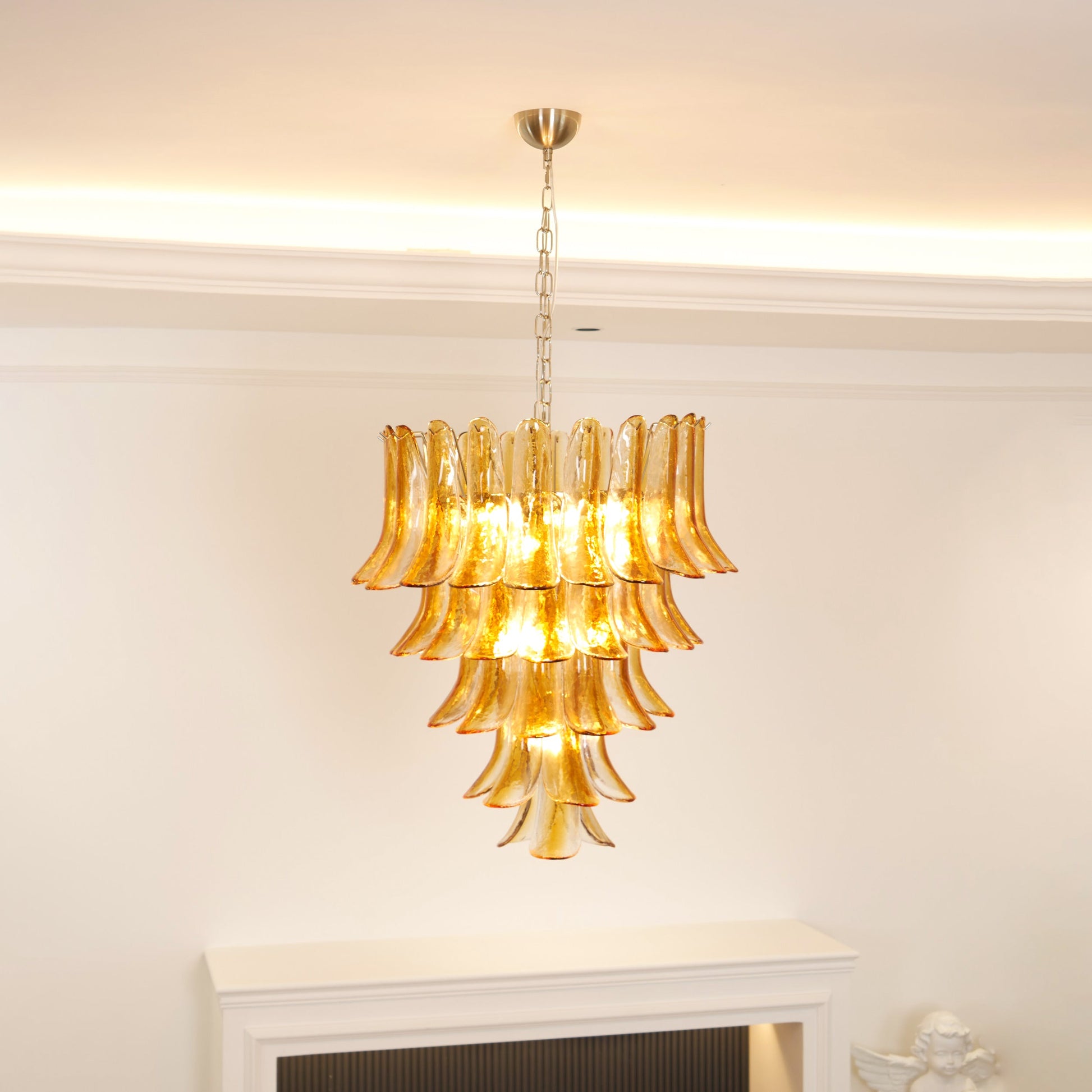 Orshaan Postmodern Luxury Metal Glass Chandelier - Lamp Copper