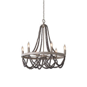 Alshaan Vintage Industrial Wooden Metal Chandelier - Lamp Copper