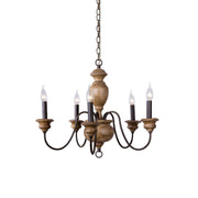 Evvine Vintage Industrial Wood Metal Chandelier - Lamp Copper