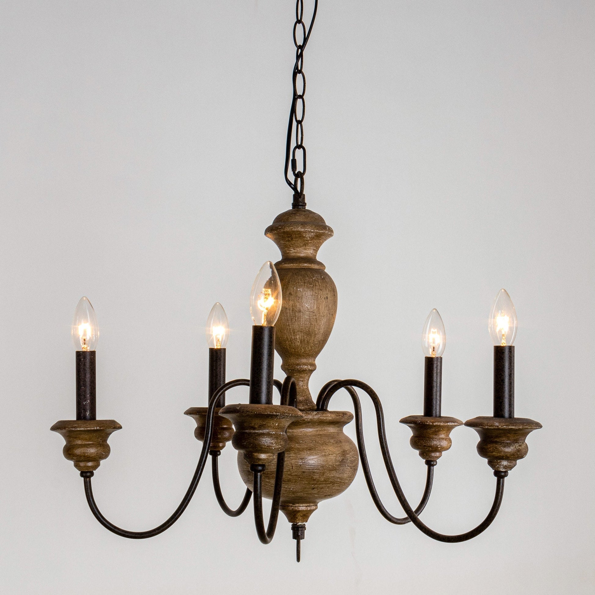 Evvine Vintage Industrial Wood Metal Chandelier - Lamp Copper
