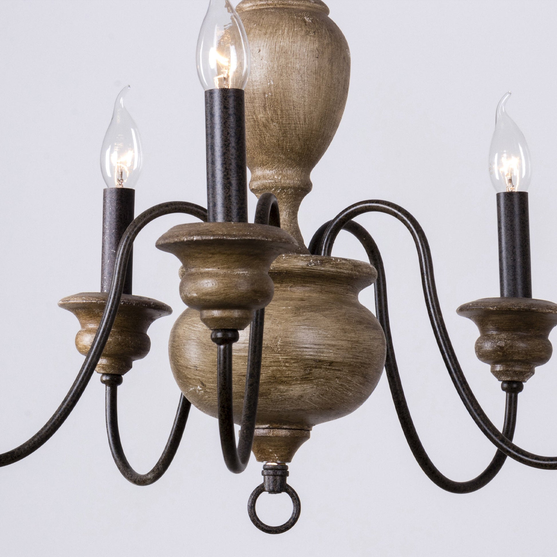 Evvine Vintage Industrial Wood Metal Chandelier - Lamp Copper