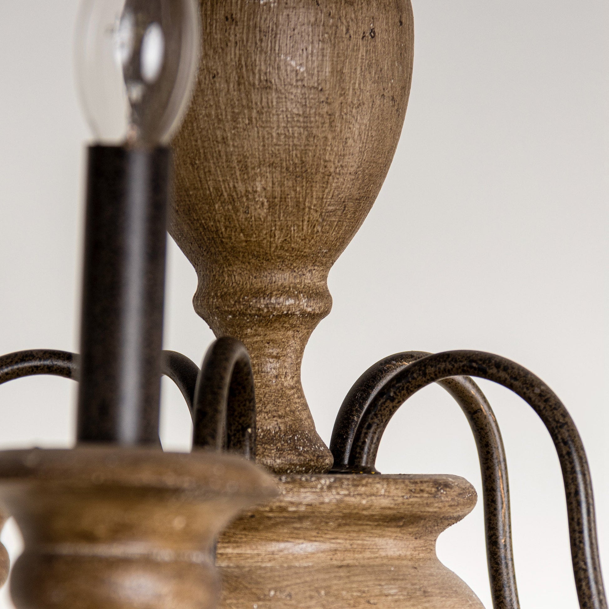 Evvine Vintage Industrial Wood Metal Chandelier - Lamp Copper