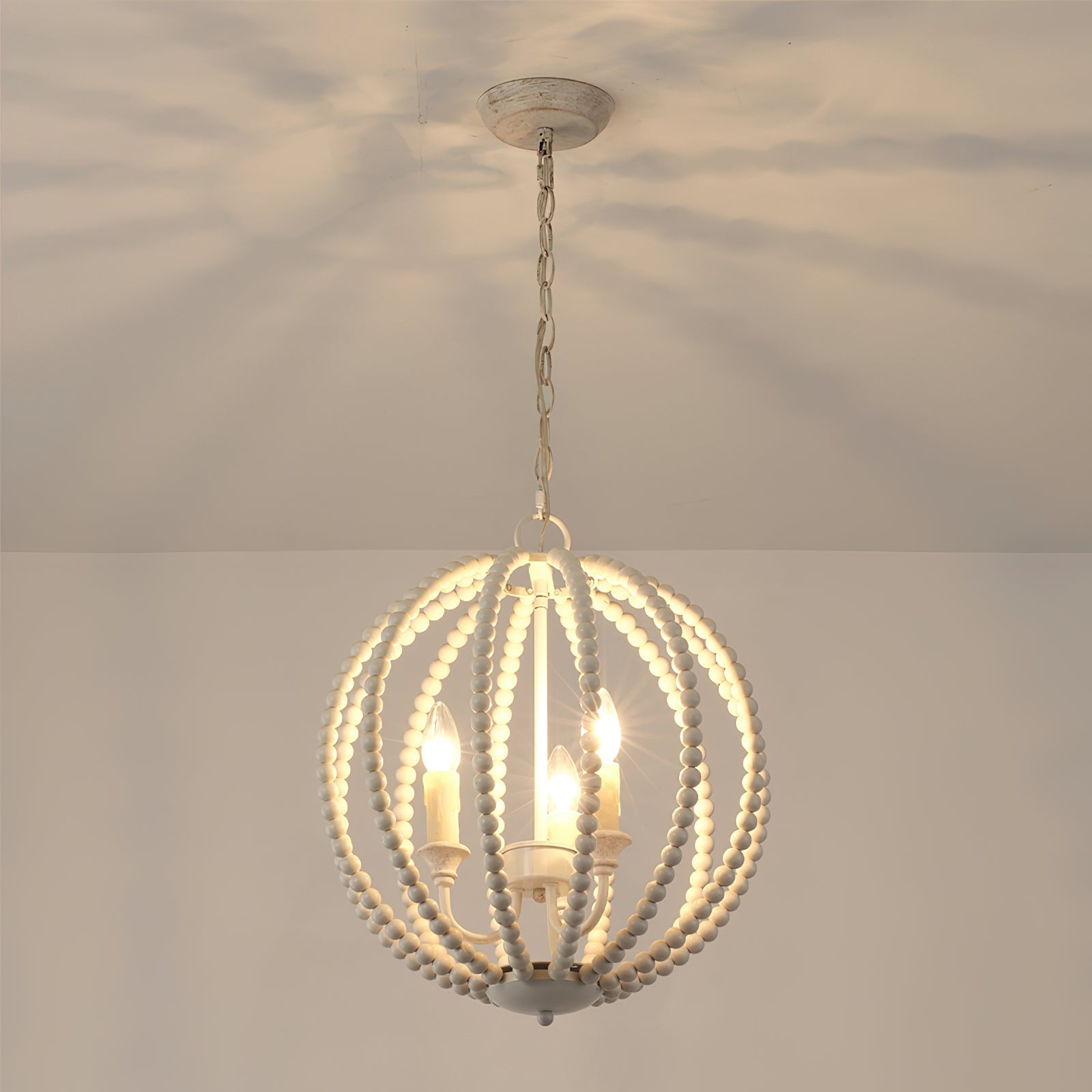 Vanoren Modern Minimalist Beaded Wooden Metal Pendant Lamp - Lamp Copper