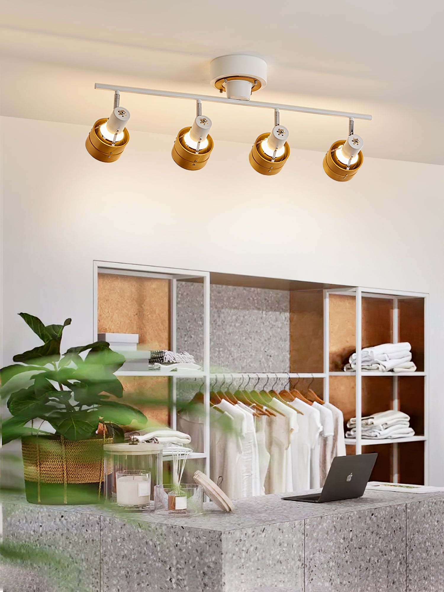 Esorila Nordic Cylindrical 4-Light Metal Spotlight Ceiling Lamp - Lamp Copper
