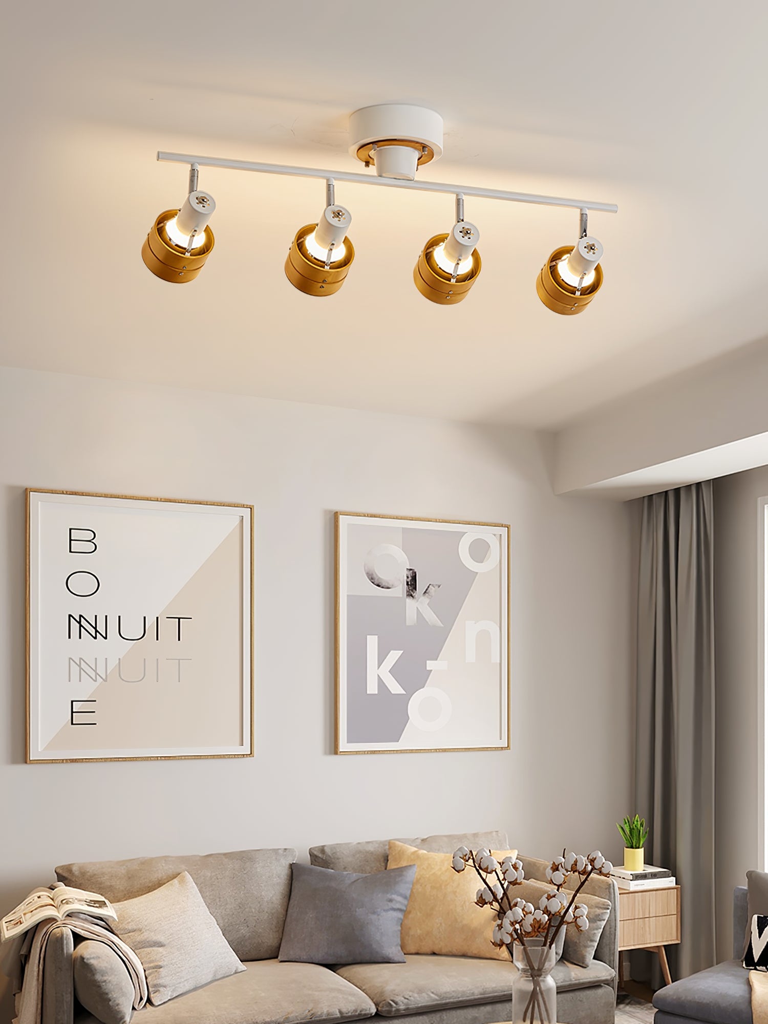 Esorila Nordic Cylindrical 4-Light Metal Spotlight Ceiling Lamp - Lamp Copper