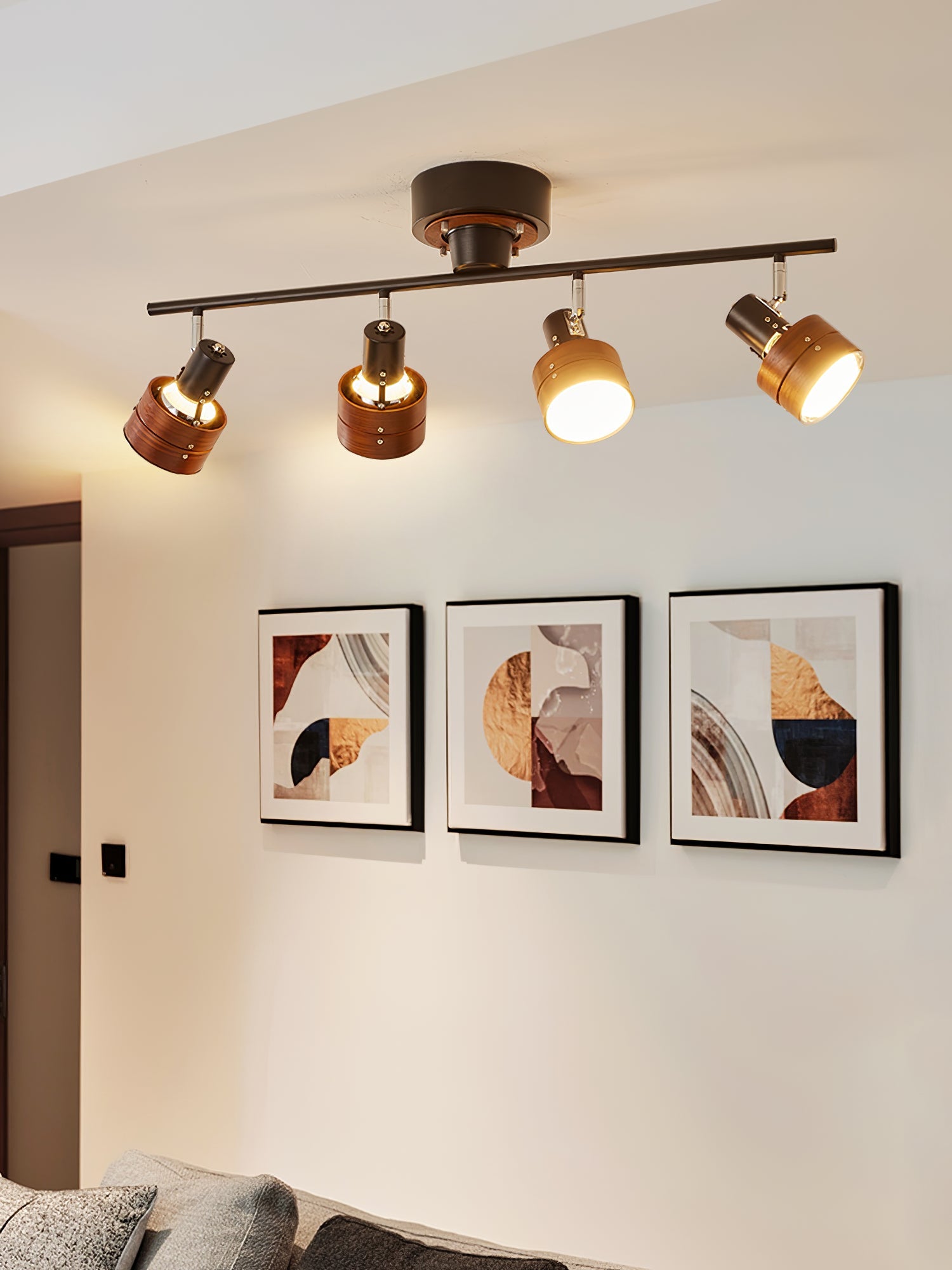 Esorila Nordic Cylindrical 4-Light Metal Spotlight Ceiling Lamp - Lamp Copper