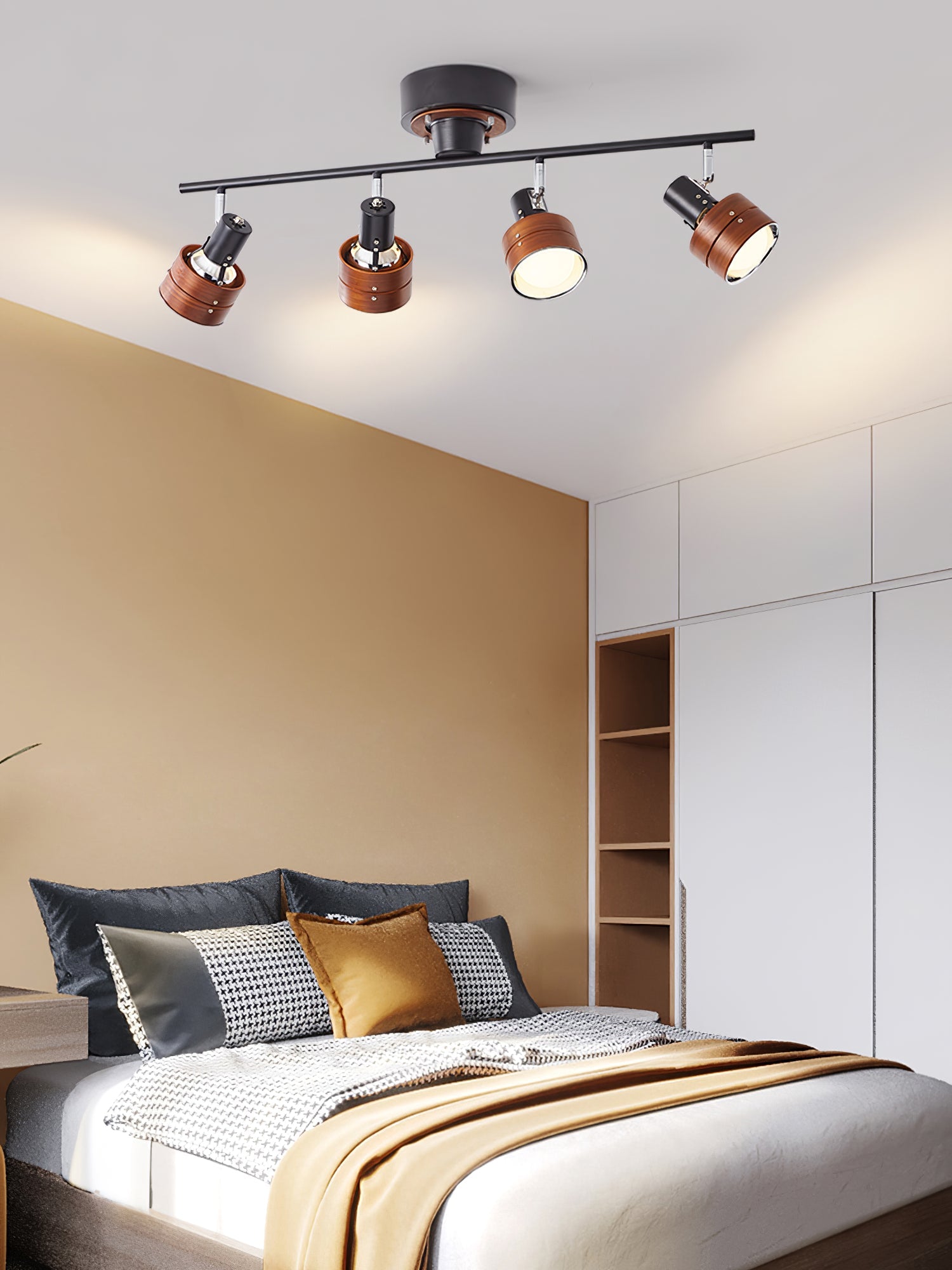 Esorila Nordic Cylindrical 4-Light Metal Spotlight Ceiling Lamp - Lamp Copper