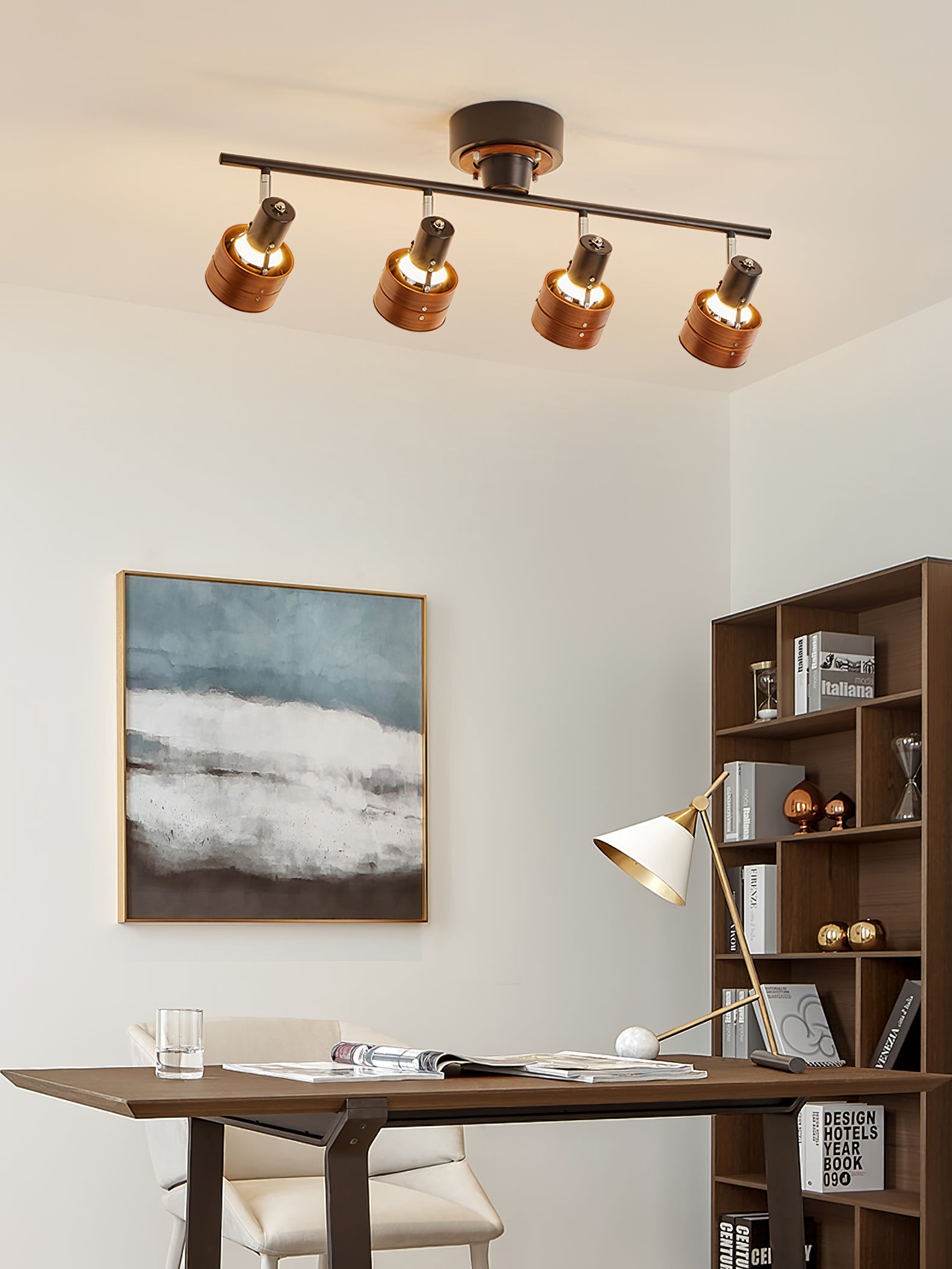 Esorila Nordic Cylindrical 4-Light Metal Spotlight Ceiling Lamp - Lamp Copper