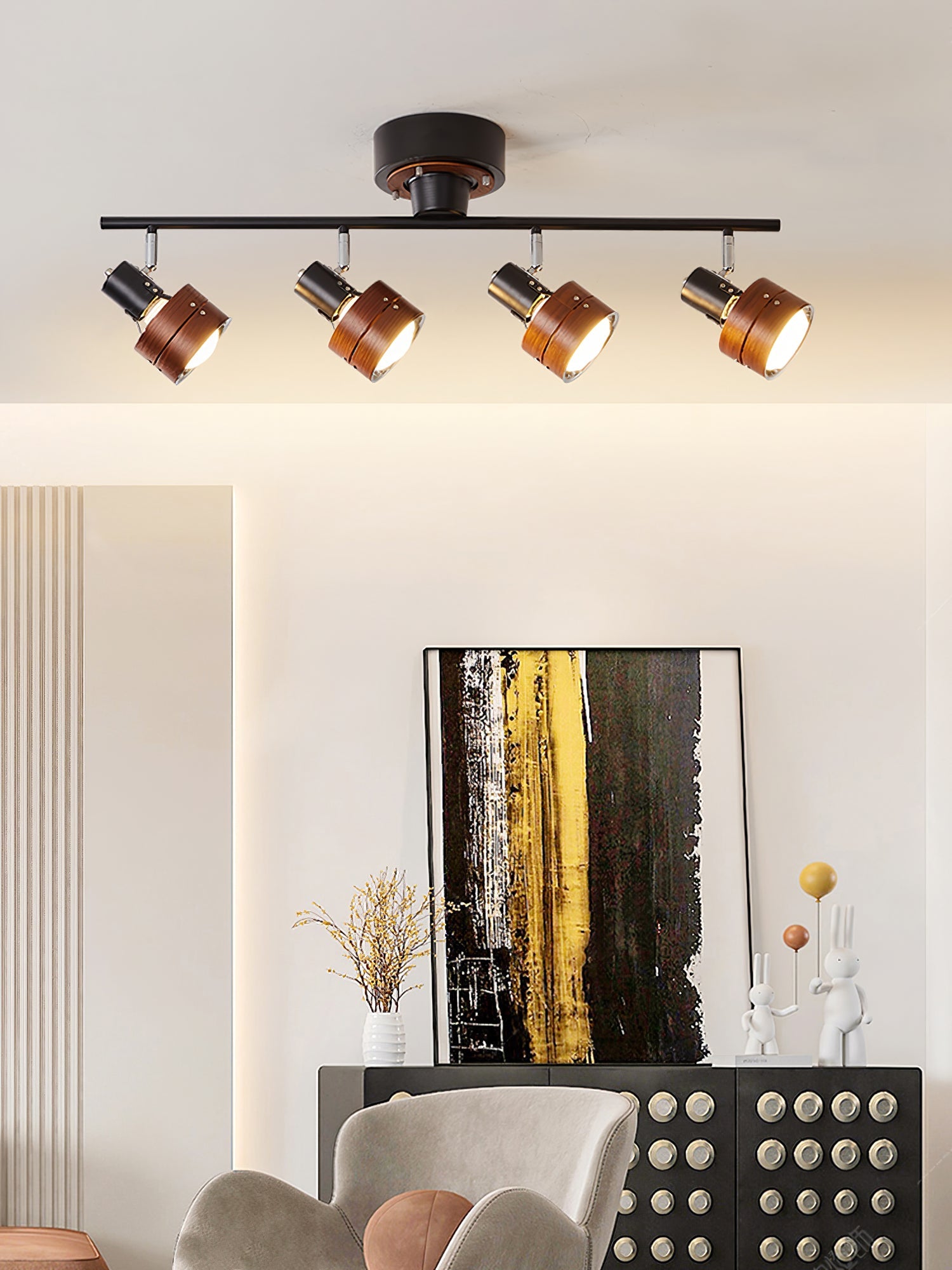 Esorila Nordic Cylindrical 4-Light Metal Spotlight Ceiling Lamp - Lamp Copper