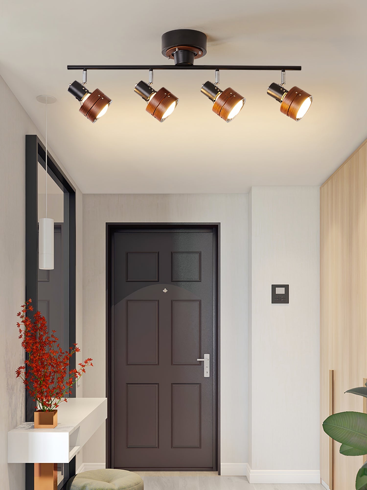 Esorila Nordic Cylindrical 4-Light Metal Spotlight Ceiling Lamp - Lamp Copper