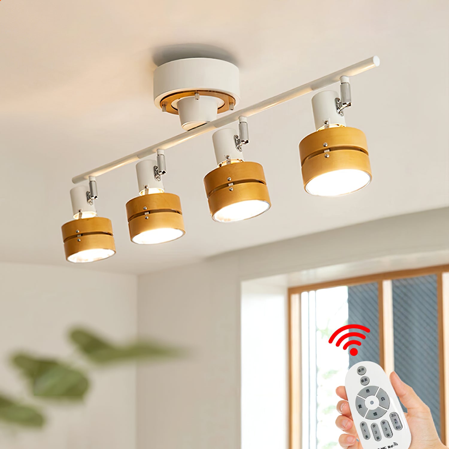 Esorila Nordic Cylindrical 4-Light Metal Spotlight Ceiling Lamp - Lamp Copper