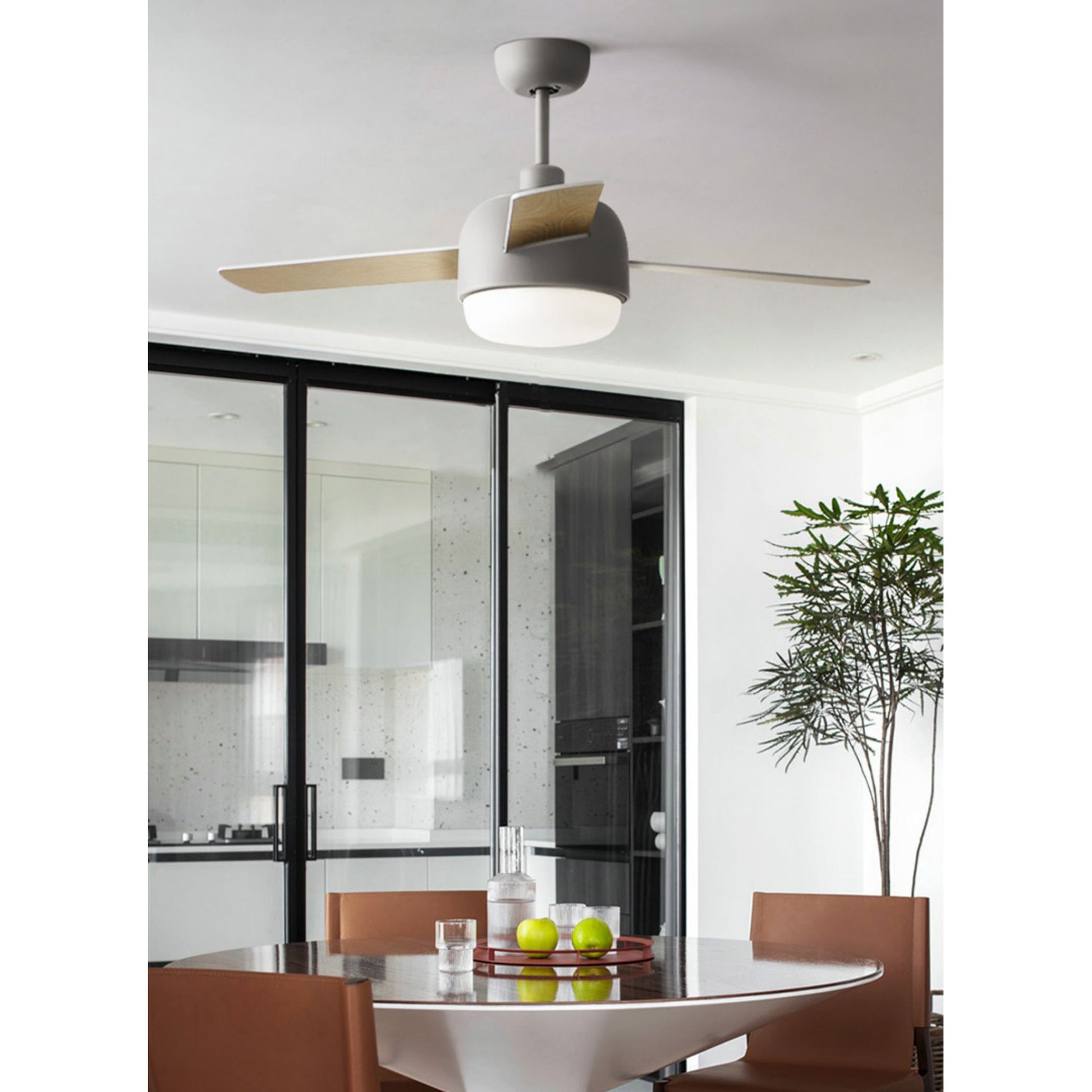 Velaee Nordic Macaron Metal Ceiling Fan Light - Lamp Copper