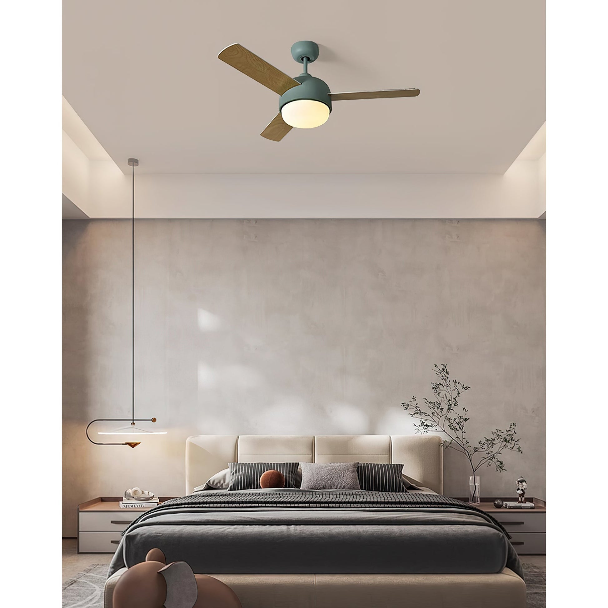 Velaee Nordic Macaron Metal Ceiling Fan Light - Lamp Copper
