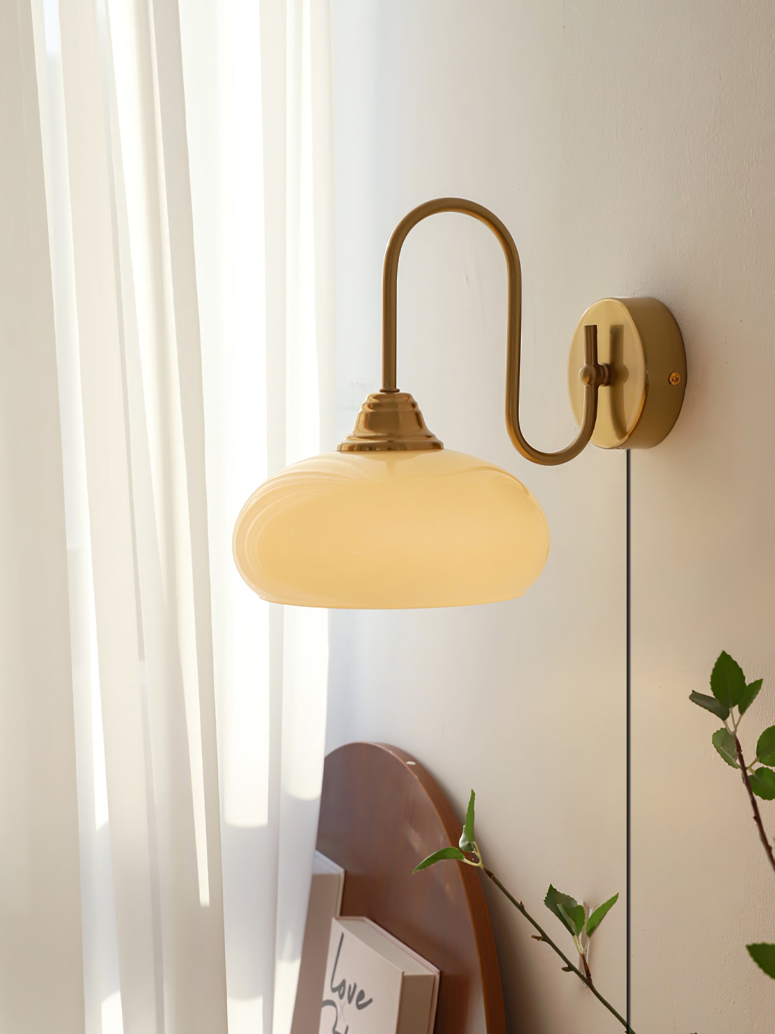Ulsilia Premium Nordic Plug-in Metal Glass Wall Lamp - Lamp Copper