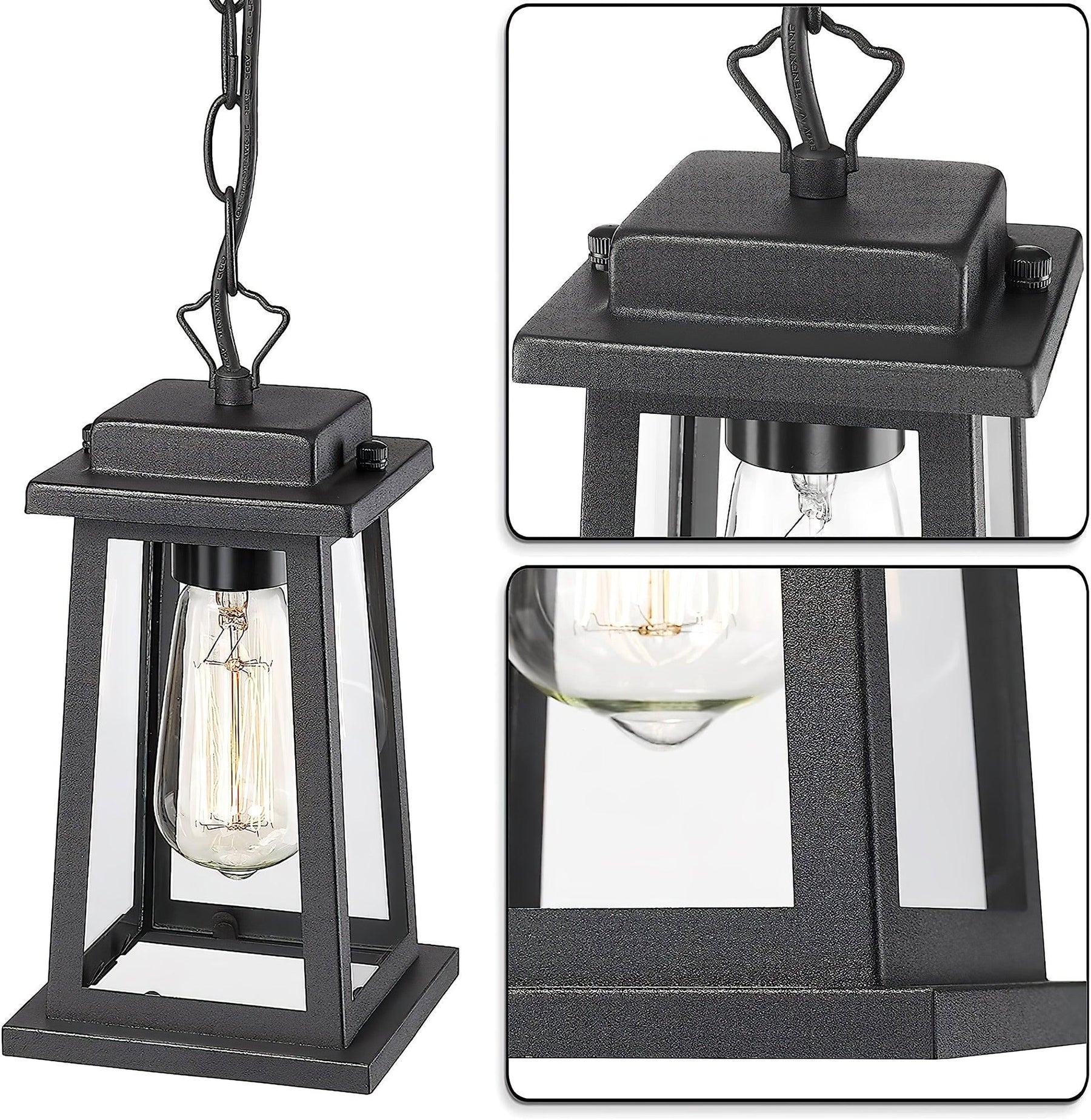Erphaa Traditional Vintage Outdoor Metal Lantern Pendant Lamp - Lamp Copper