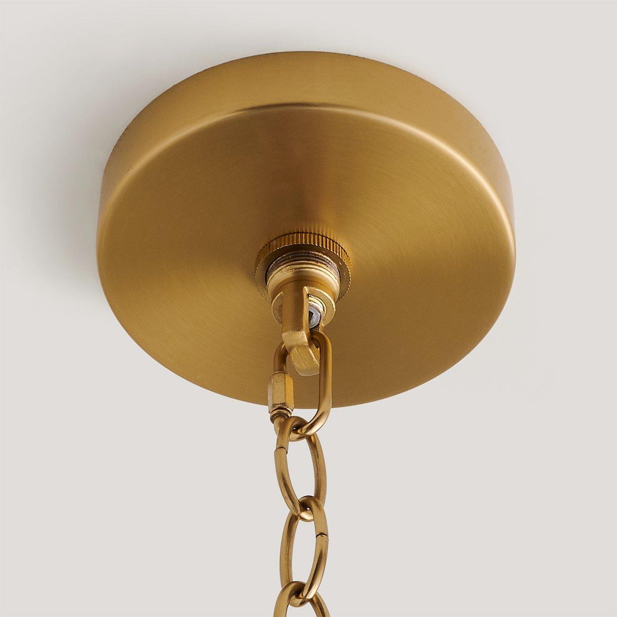 Elm Handwoven Rattan Pendant Light with Aged Brass — Boho Coastal Hanging Lamp