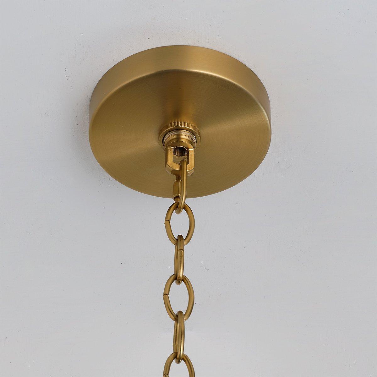 Elm Handwoven Rattan Pendant Light with Aged Brass — Boho Coastal Hanging Lamp