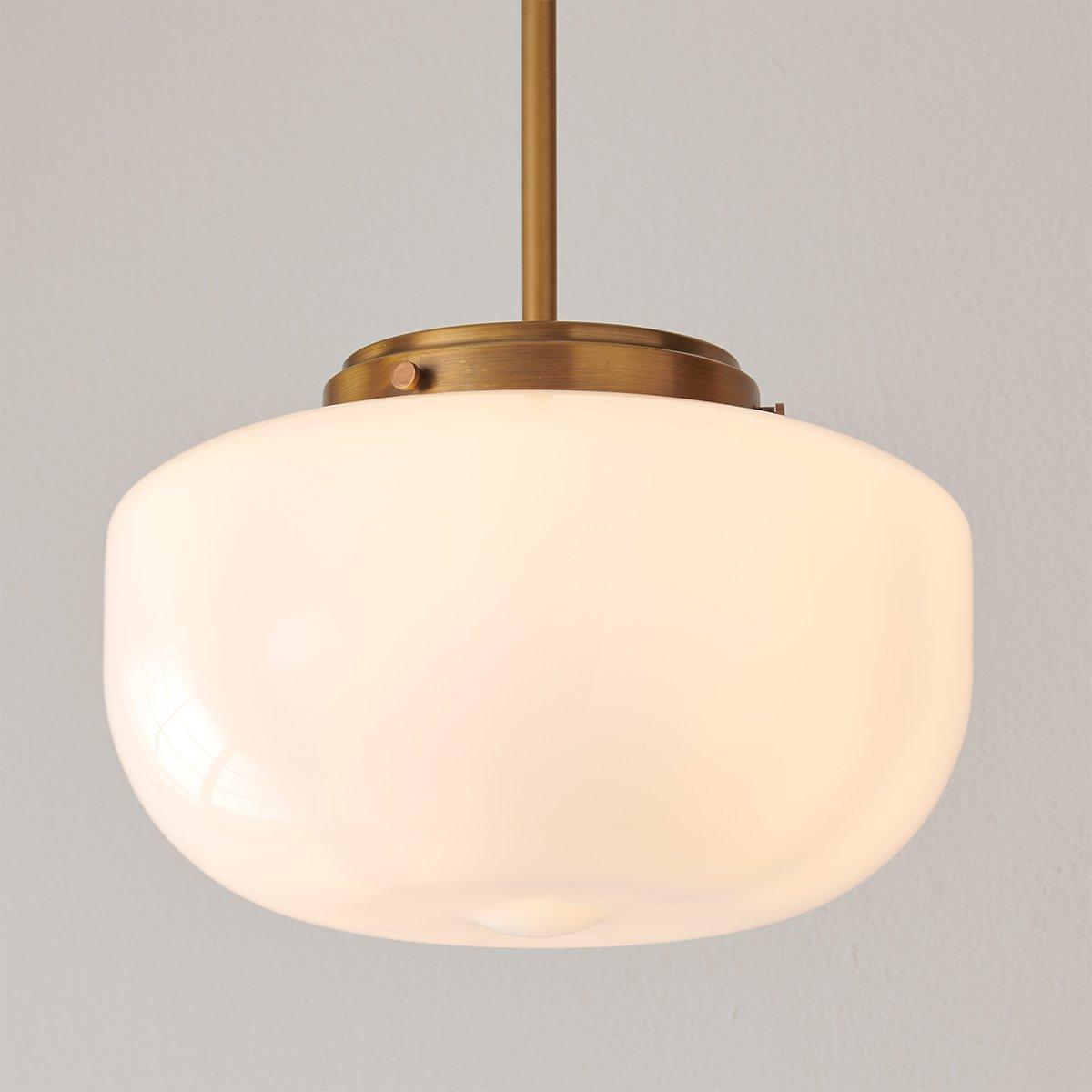 Chloe Pendant Light with Opal Globe — Satin Brass Kitchen Island Hanging Light