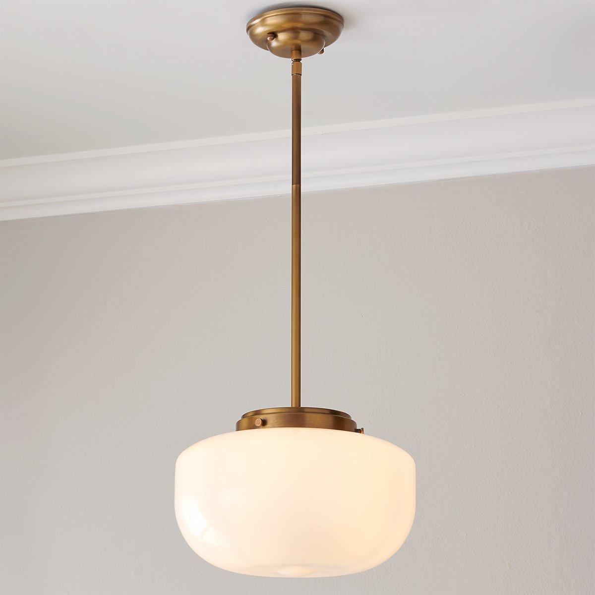 Chloe Pendant Light with Opal Globe — Satin Brass Kitchen Island Hanging Light