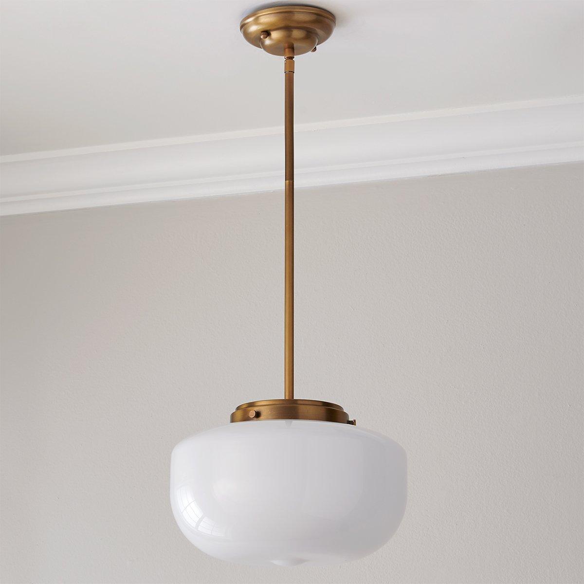 Chloe Pendant Light with Opal Globe — Satin Brass Kitchen Island Hanging Light