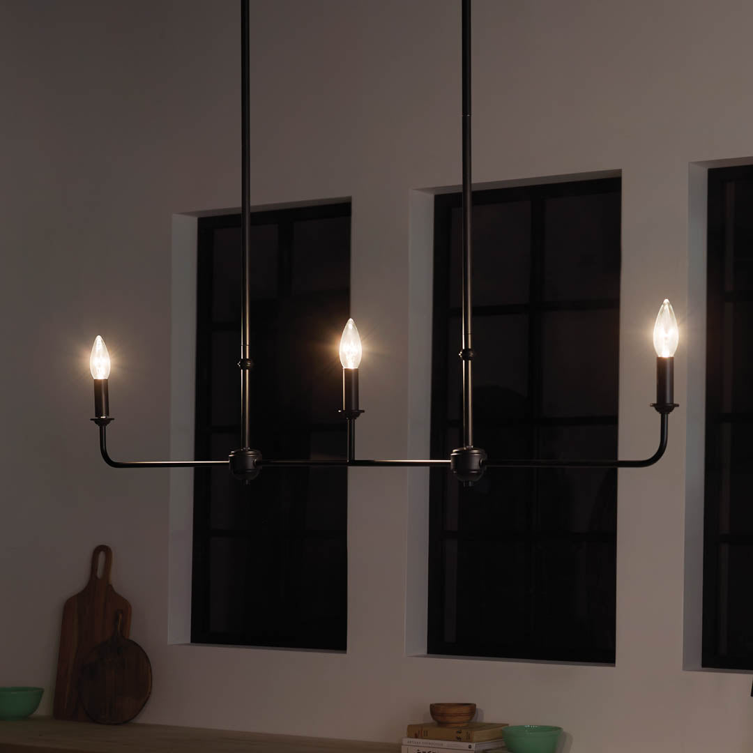 Mymareth Modern Minimalist Linear Metal Chandelier - Lamp Copper