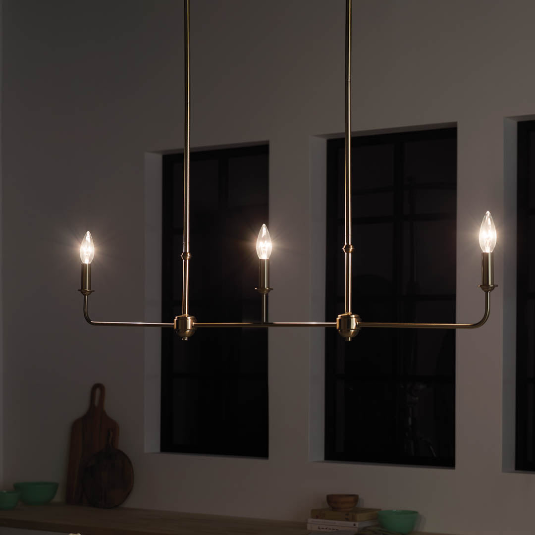 Mymareth Modern Minimalist Linear Metal Chandelier - Lamp Copper