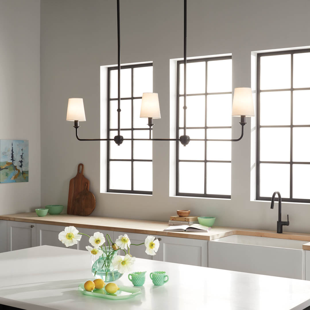 Mymareth Modern Minimalist Linear Metal Chandelier - Lamp Copper
