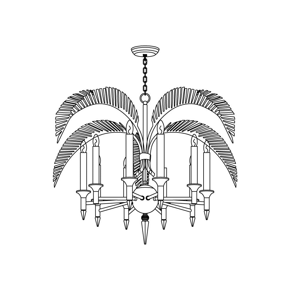 Italis Individual Creativity Frond Metal Chandelier - Lamp Copper