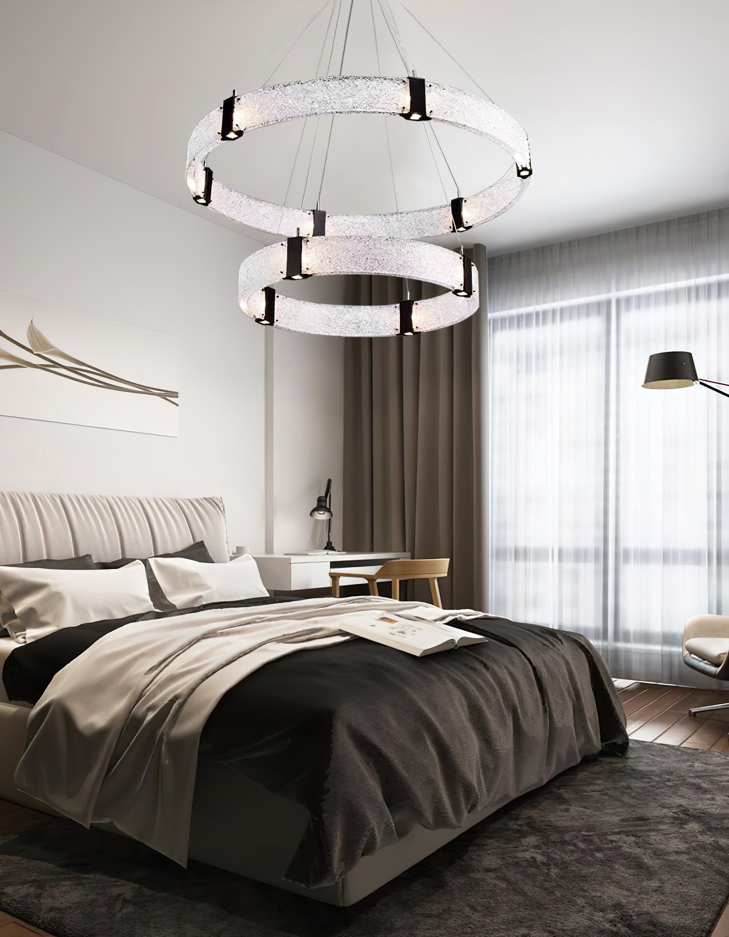 Parallel Modern Minimalist Ring Glass Chandelier - Lamp Copper