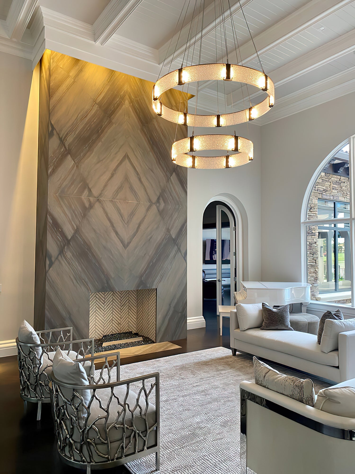 Parallel Modern Minimalist Ring Glass Chandelier - Lamp Copper