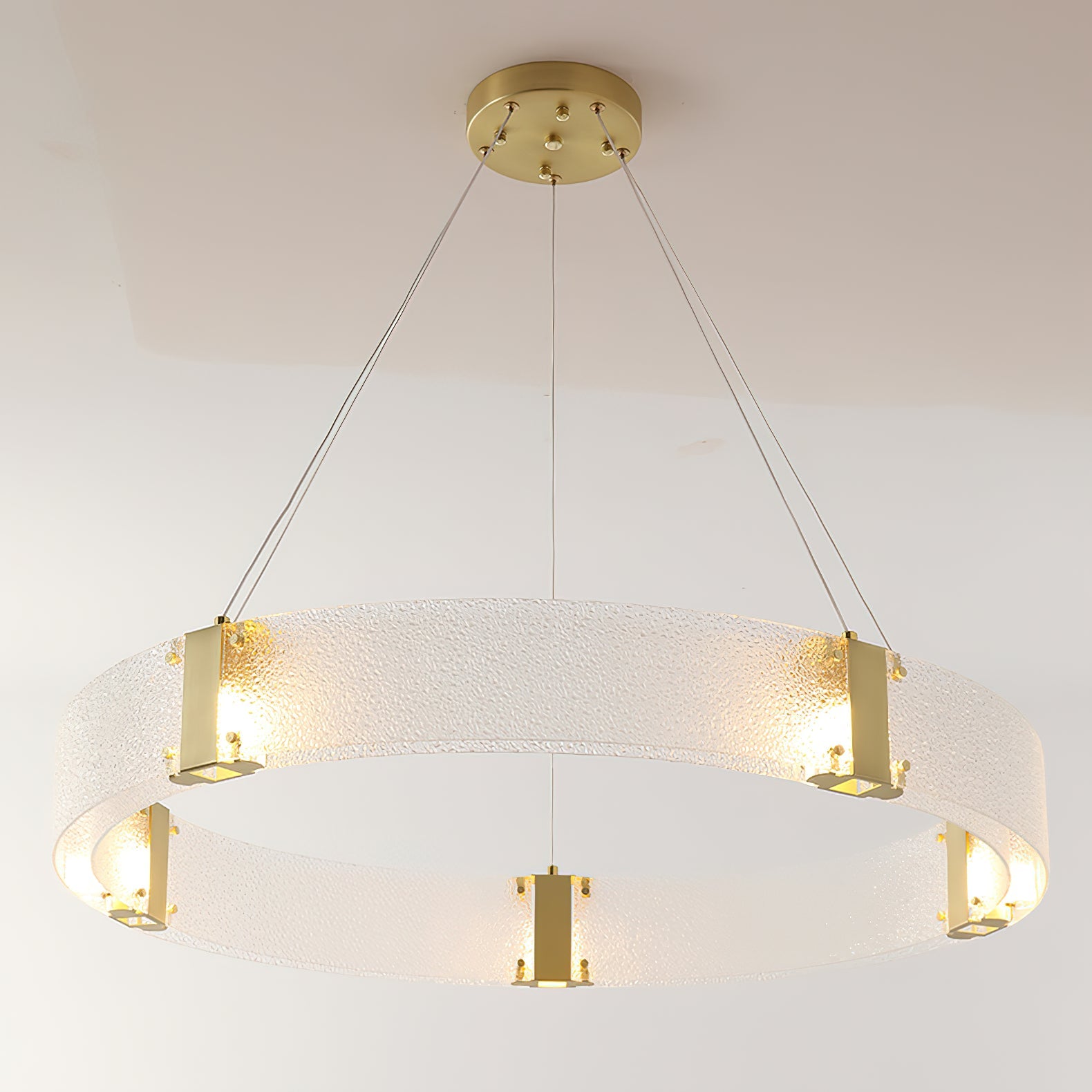 Parallel Modern Minimalist Ring Glass Chandelier - Lamp Copper