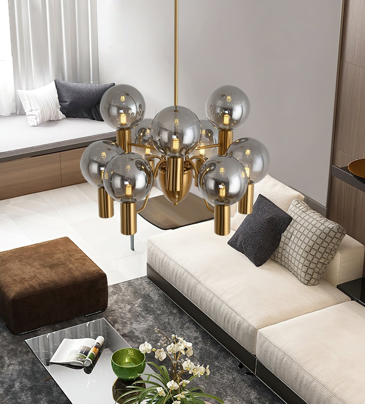 Evmarara Postmodern Luxury Metal Glass Chandelier - Lamp Copper