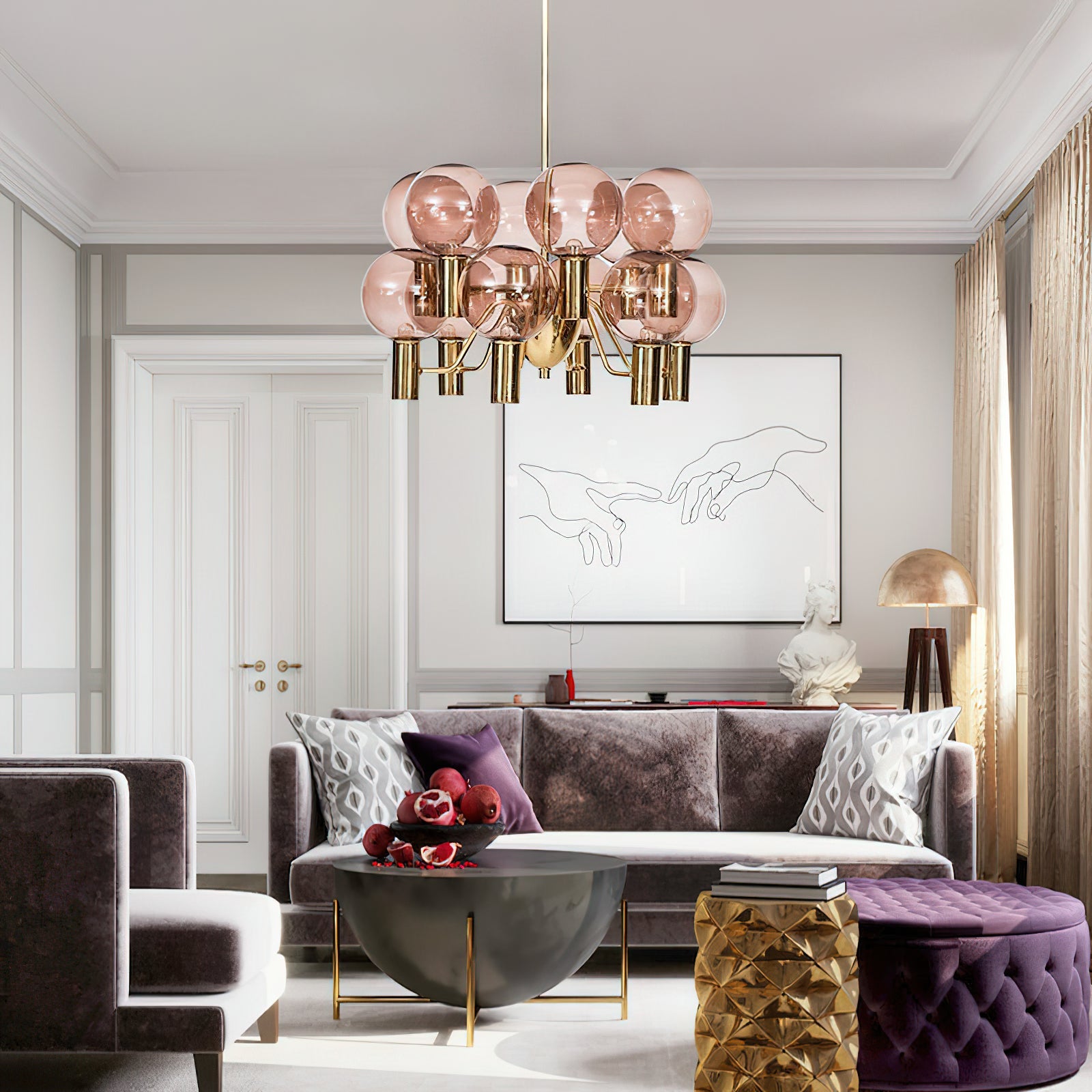 Evmarara Postmodern Luxury Metal Glass Chandelier - Lamp Copper