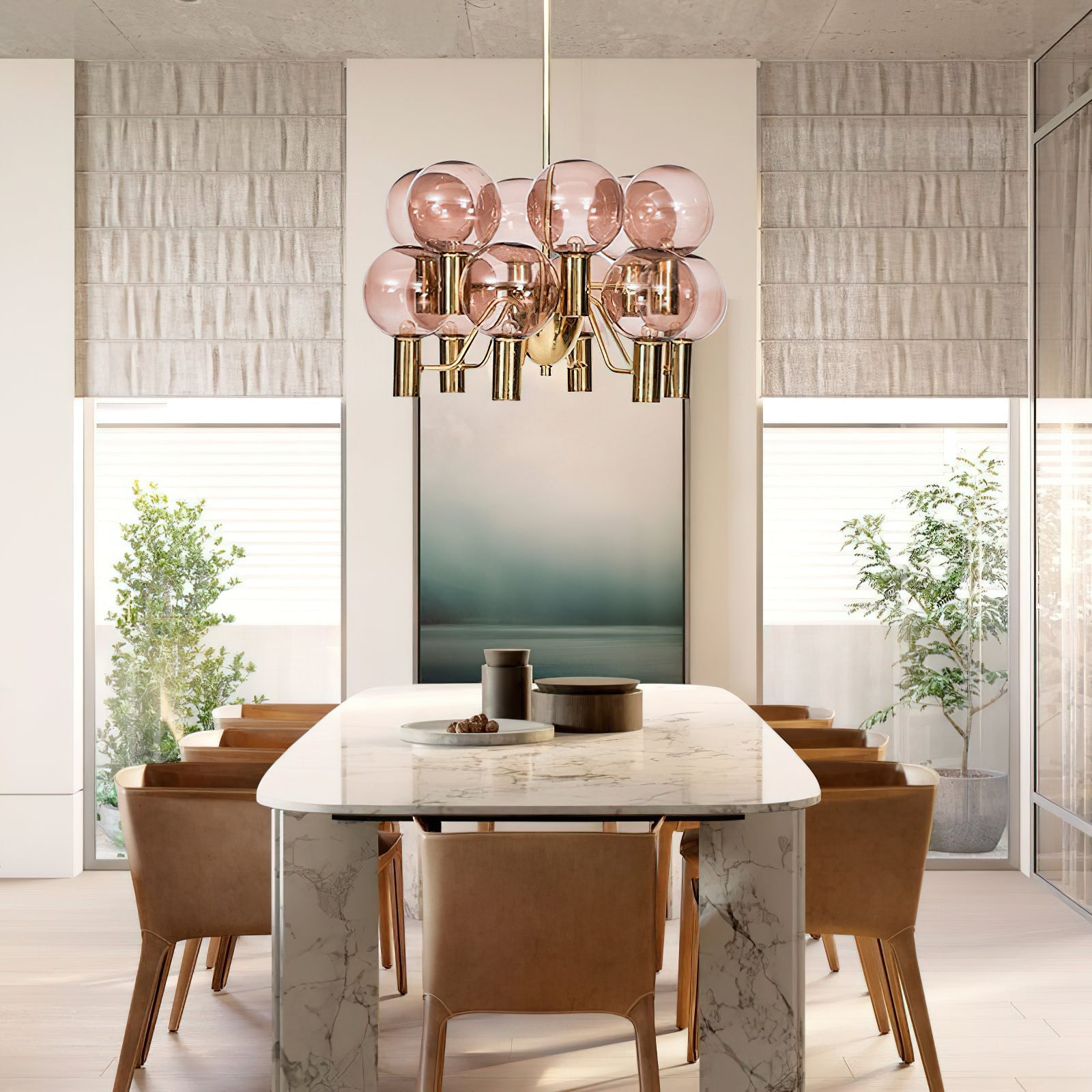 Evmarara Postmodern Luxury Metal Glass Chandelier - Lamp Copper
