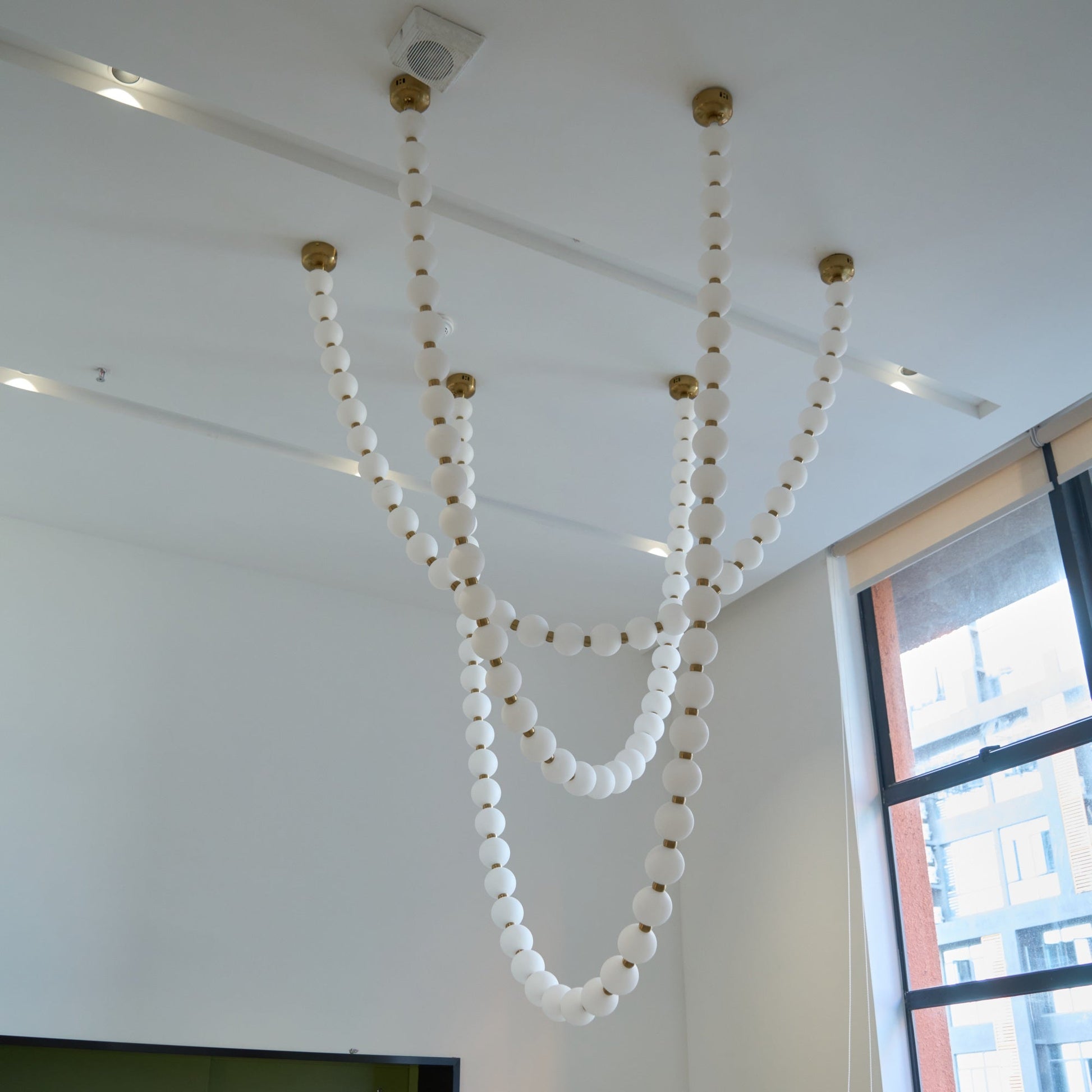 Icarara Modern Minimalist Pearl Necklace Glass Chandelier - Lamp Copper