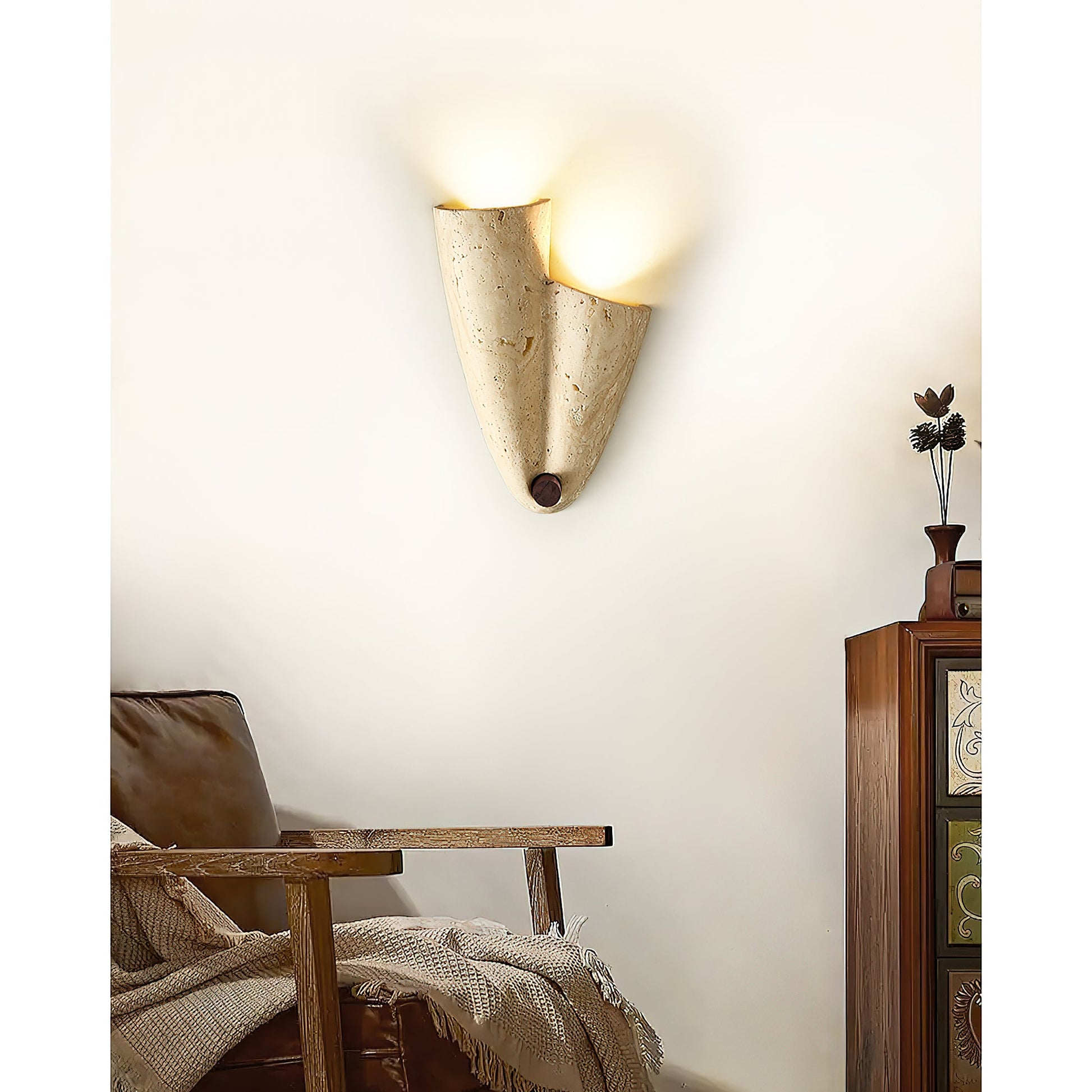 Vidoros Modern Minimalist Travertine Wall Lamp - Lamp Copper