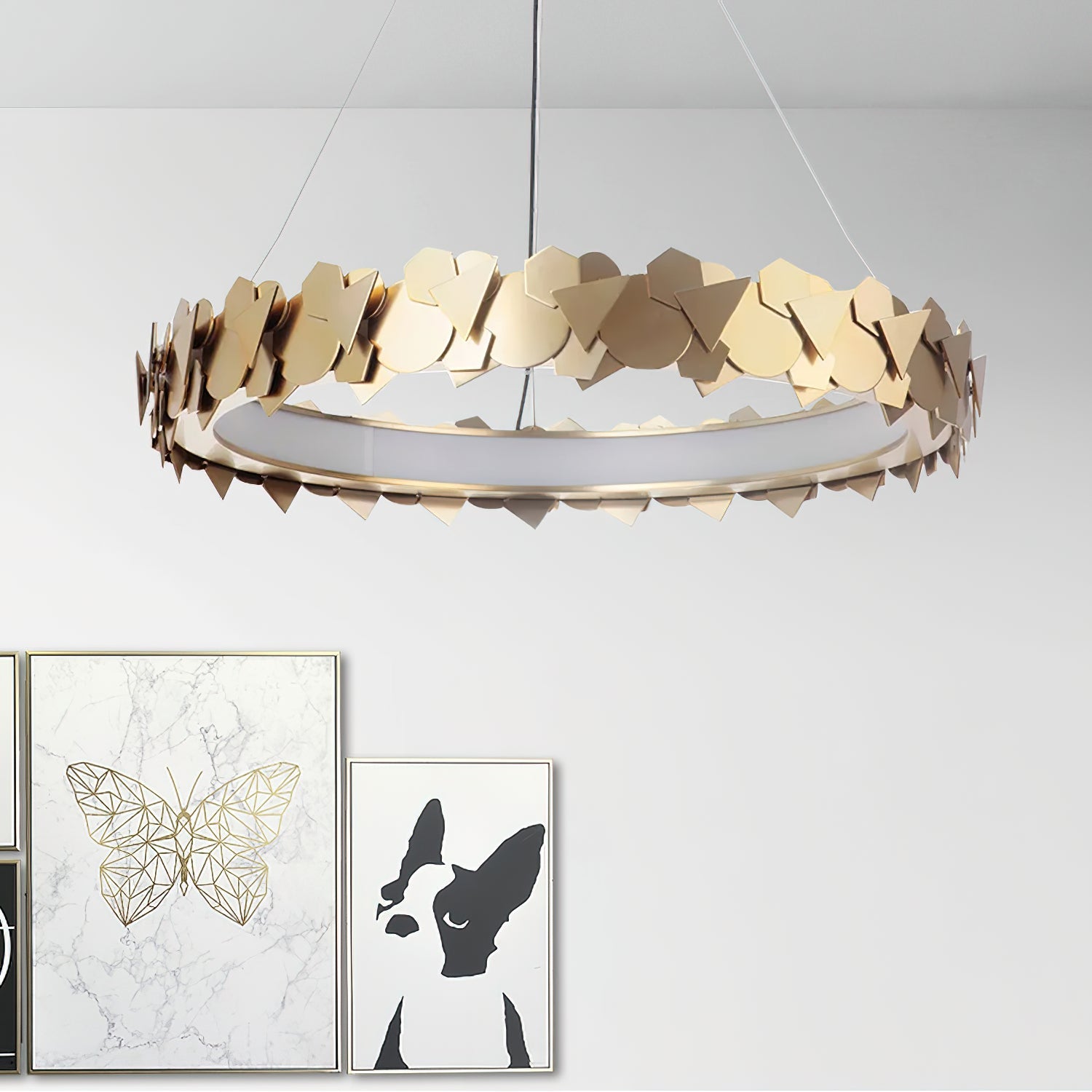 Philomenos Modern Minimalist Halo Metal Chandelier - Lamp Copper