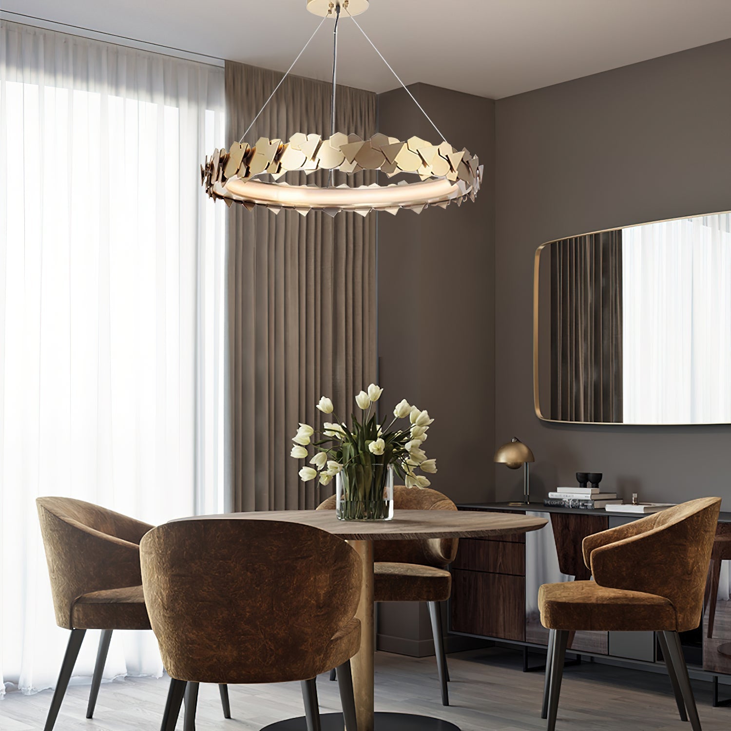 Philomenos Modern Minimalist Halo Metal Chandelier - Lamp Copper