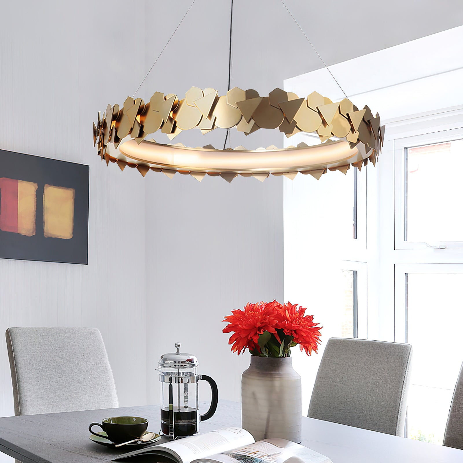 Philomenos Modern Minimalist Halo Metal Chandelier - Lamp Copper