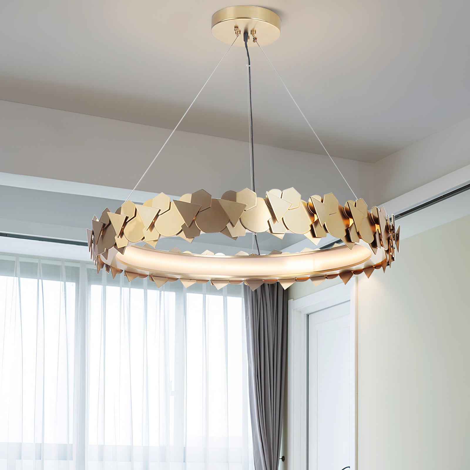 Philomenos Modern Minimalist Halo Metal Chandelier - Lamp Copper
