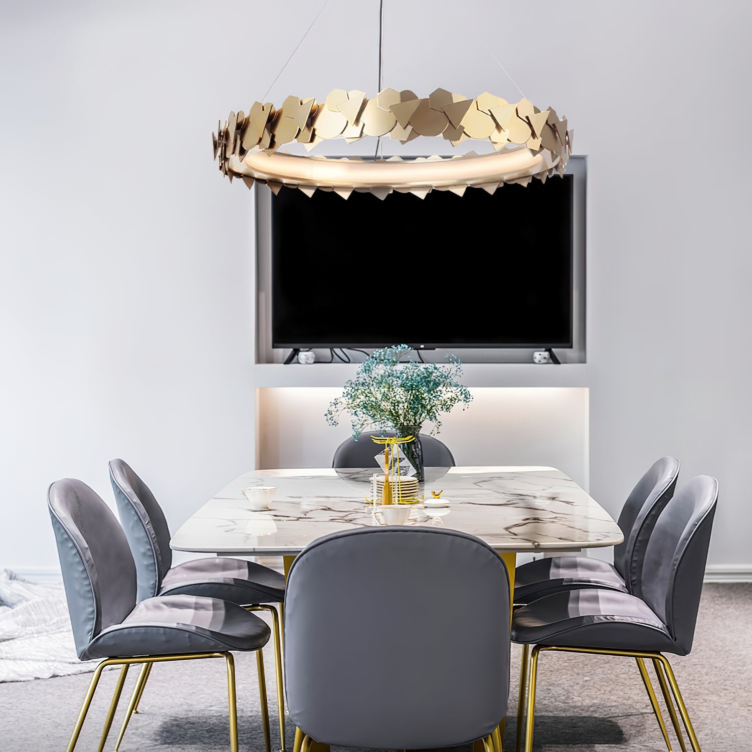 Philomenos Modern Minimalist Halo Metal Chandelier - Lamp Copper