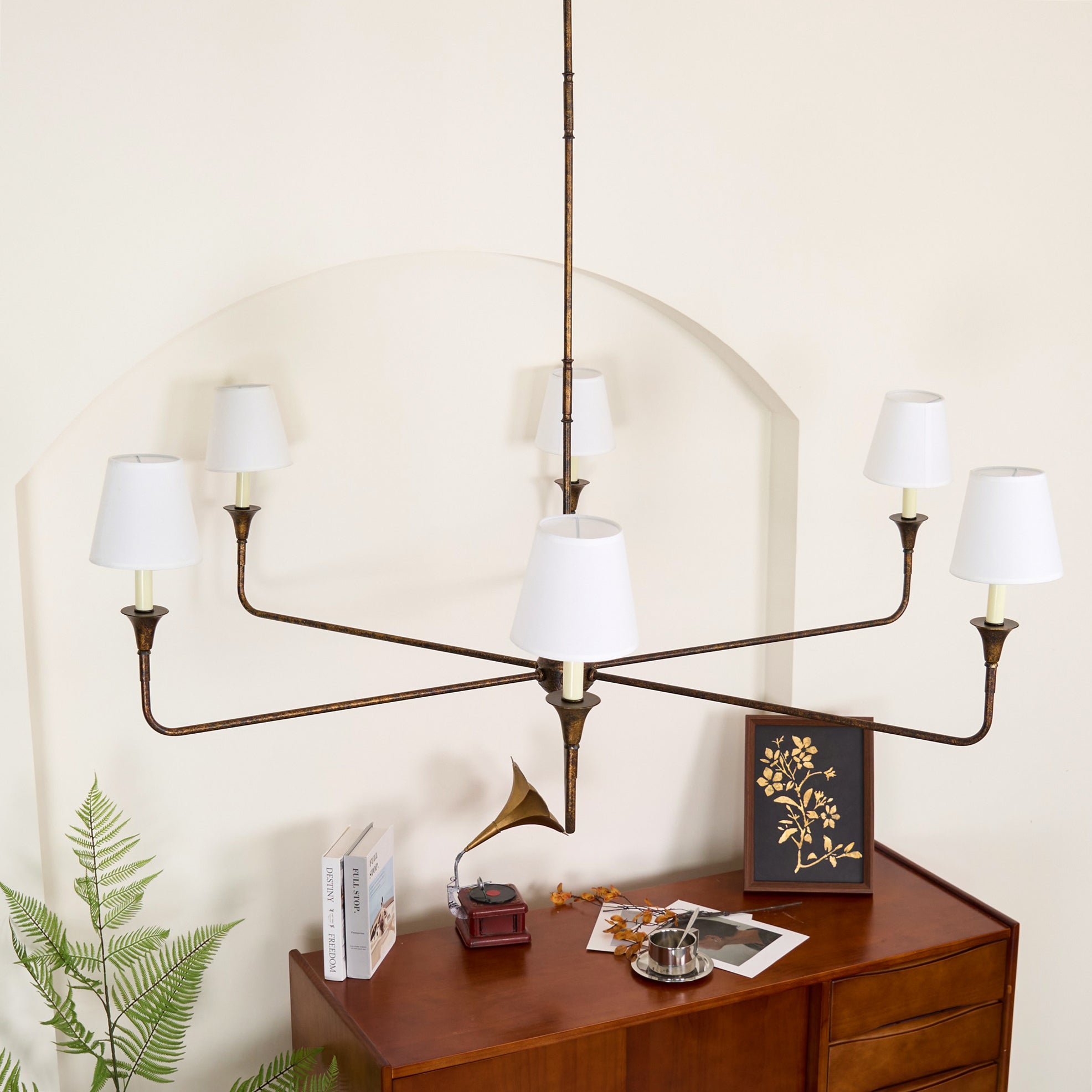 Arthaila Vintage Industrial Grande Fabric Chandelier - Lamp Copper