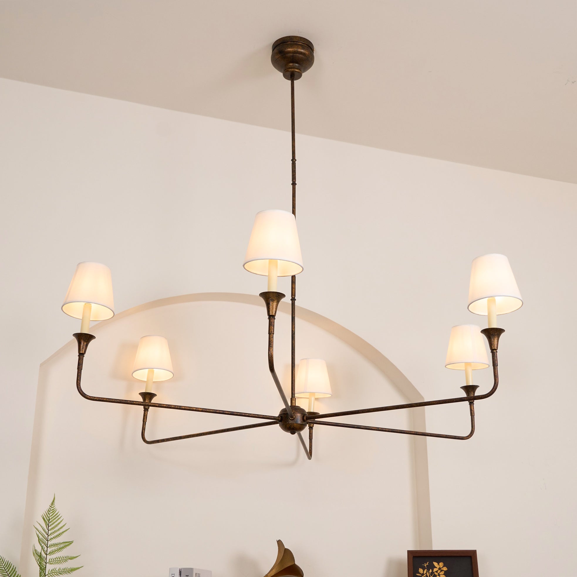 Arthaila Vintage Industrial Grande Fabric Chandelier - Lamp Copper