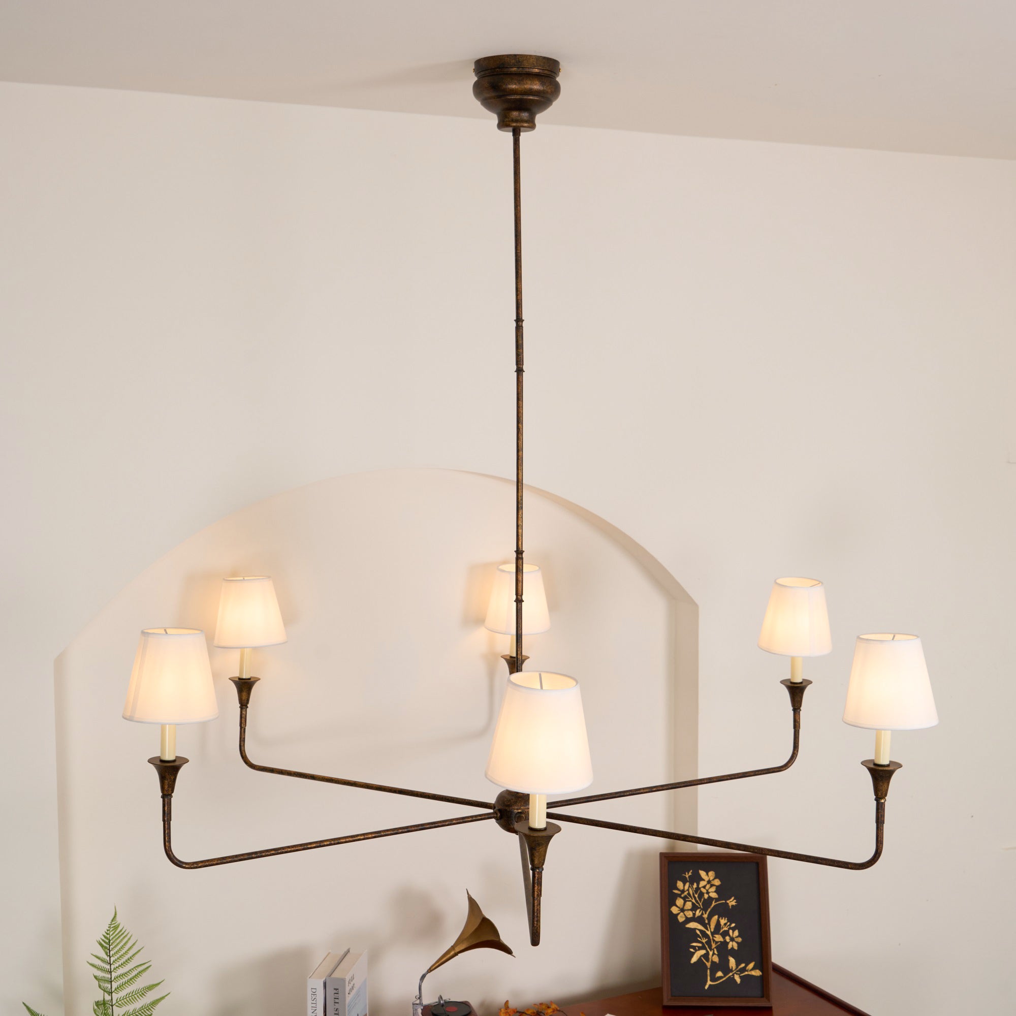 Arthaila Vintage Industrial Grande Fabric Chandelier - Lamp Copper